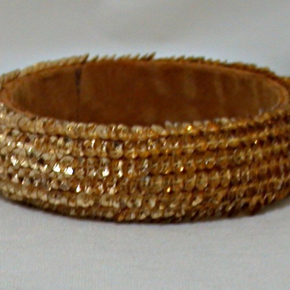 Handmade Vintage Sequin Bangle Bracelets Gold